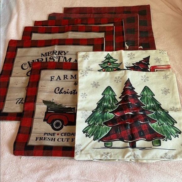Other - Christmas Tree and Plaid Pillow Covers